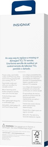 Insignia™ Replacement Remote for TCL TVs - Black BUY IN EUROPE