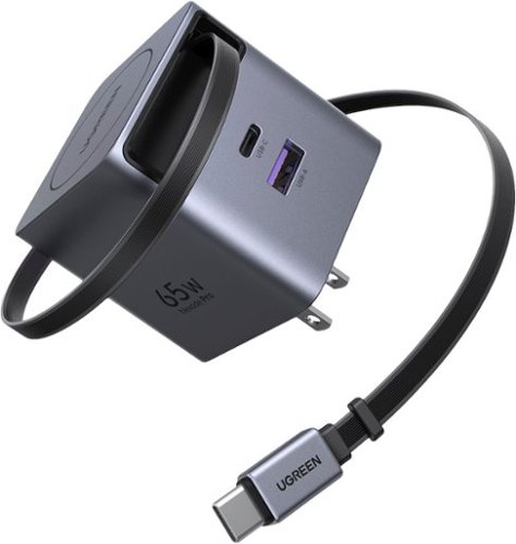 UGREEN - 65W Retractable USB C Charger Block with Built-in Cable - Black