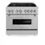 Front. ZLINE - ZLINE 36 in. Legacy Dual Fuel Range w/ 6 Burners & Oven in Satin Stainless Steel (RAS-SN-36) - Stainless Steel.