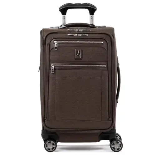 Front. Travelpro - Travelpro Platinum Elite Softside Expandable Checked Luggage, 8 Wheel Spinner Large Suitcase, TSA Lock, Men and Women - Rich Espresso Brown.