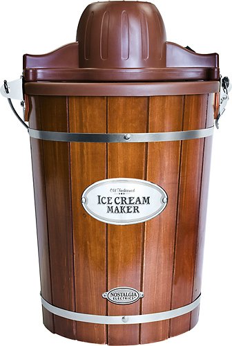  Nostalgia - ICMP600WD 6-Quart Wood Bucket Ice Cream Maker - Woodgrain