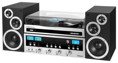  Innovative Technology - Classic CD 50W Stereo System with Bluetooth and USB Turntable - Silver