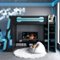 Anysun - Twin Size Wood Loft Bed with Desk, Multi-storage Shelves and RGB Light - Blue-Front_Standard