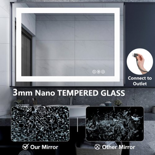 Bestier 20 x 28 Inches Tempered Glass LED Bathroom Mirror with Anti-Fog & 3-Modes Dimmable Lighting - White - 20 x 28 Inches GLOBAL SHIPPING