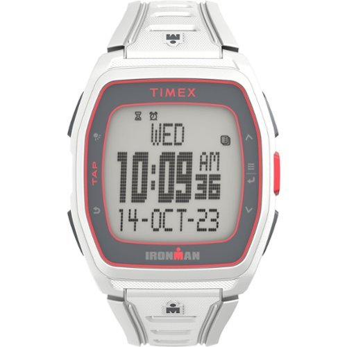 Timex Unisex IRONMAN T300 42mm Watch - White Strap Digital Dial White Case - White