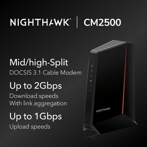 NETGEAR Nighthawk Mid/High-Split 32 x 8 DOCSIS 3.1 Cable Modem - Black WORLDWIDE DELIVERY