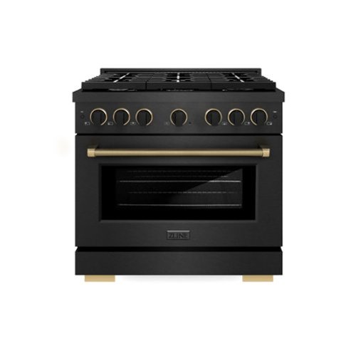 ZLINE - Designer 36 in. 5.2 cu. ft. Manual Clean Freestanding Gas Range in Black Satin Steel with Black and Bronze Accents - Black Satin Stainless Steel