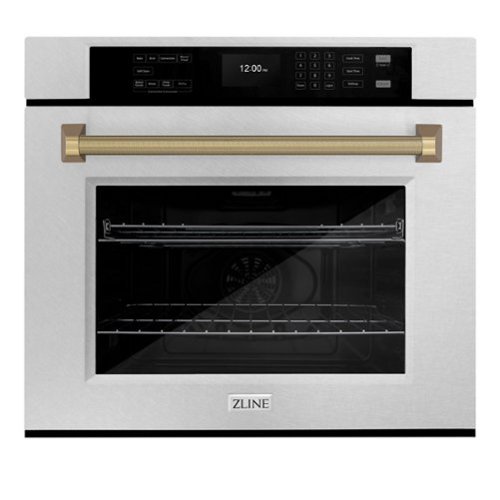 ZLINE - Autograph 30 in. True Convection Single Wall Oven in Satin Steel with Bronze Helix Handle (WASSZ-30-KCB) - Satin Stainless Steel-Front_Standard 