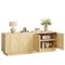 Bestier - 63" TV Stand for TVs up to 70", Modern Mid-Century Elegant 4-Door Media Console with Arched Fluted Panels and Shelving - Natual Oak-Front_Standard