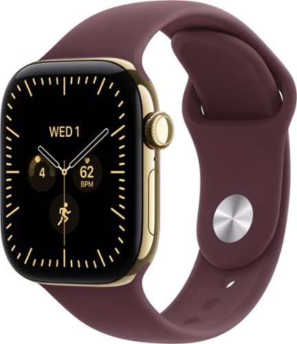 Apple Watch Series 12 (GPS + Cellular) 42mm Titanium Case with Burgundy Sport Band - S/M - Radiant Gold (AT&T) - (2026)