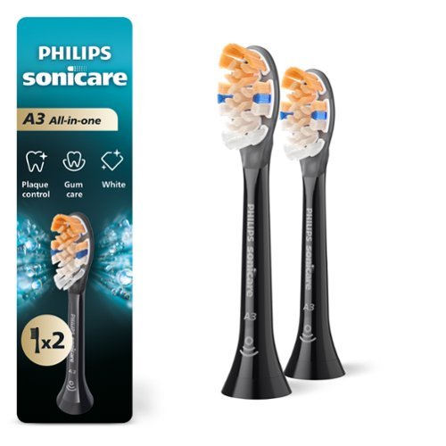 Philips Sonicare - A3 All-in-One - Replacement Brush Heads, 2 Pack - Black-Front_Standard 