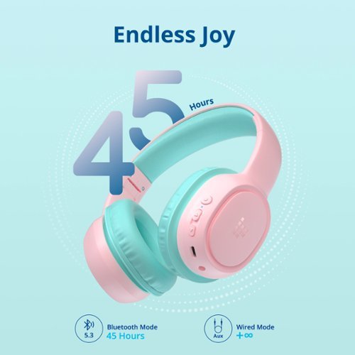 Tronsmart KH02 Wireless Headphones with 74/85/93dB Safe Volume, Built-in Microphone, Bluetooth 5.3, 45H Playtime for School Travel - Princess Pink BUY IN UAE