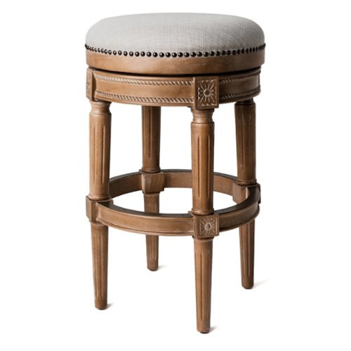 Maven Lane - 31" Pullman Backless Bar Stool In Finish With Fabric Upholstery - Weathered Oak-Front_Standard 