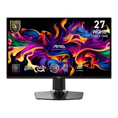 MSI - MAG 274QP QD-OLED X24 27" OLED QHD 240Hz 0.03ms Adaptive Sync Gaming Monitor with HDR (DisplayPort, HDMI) - Metallic Black-Front_Standard 