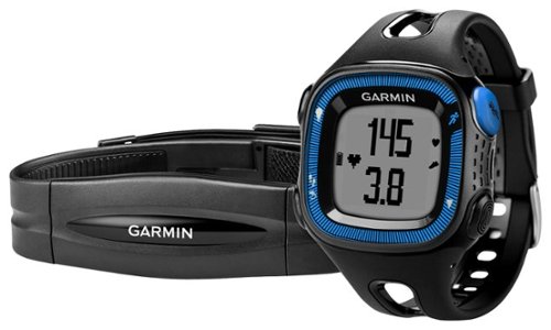 Garmin - Forerunner 15 GPS Watch (Large) - Black/Blue-Front_Standard 