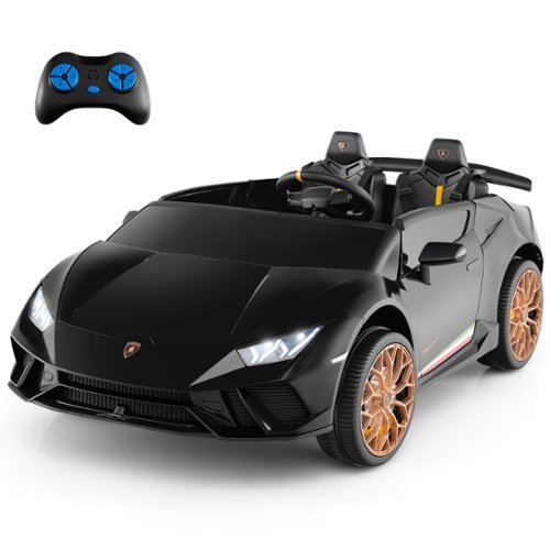 Costway - 4WD 2-Seater Ride on Car, Licensed Lamborghini Kids' Vehicles with Remote Control - Black-Front_Standard 