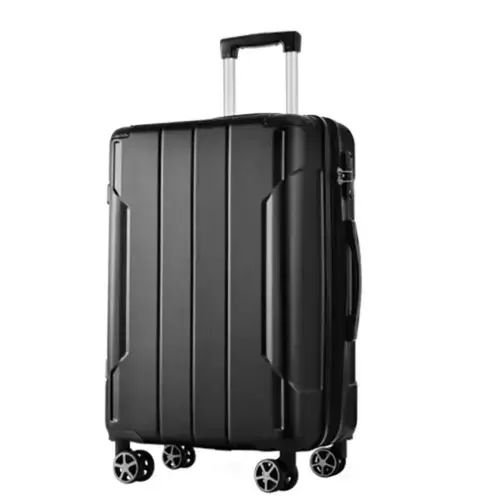 Front. HTUTWOO - Hardshell Luggage - 24-inch Expandable Checked Suitcase, Lightweight Durable ABS, Double Wheels - Black.