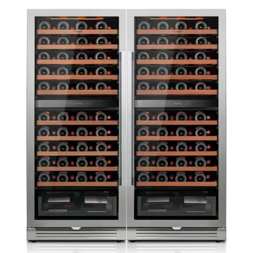 Front. Ca'Lefort - 48 inch Wine Cooler Refrigerator 180-Bottle Dual Zone ,Freestanding/Built-In,3Color LED Light,For Home Bar  combo pacK - Stainless Steel.
