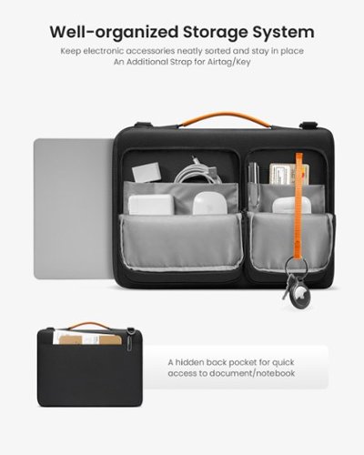 tomtoc Defender-A42 Recycled Laptop Shoulder Bag for 14 Inch MacBook Pro M4/M3/M2/M1 Pro/Max 2024-2021, 13.8 Surface Laptop 7 - Black WORLDWIDE DELIVERY
