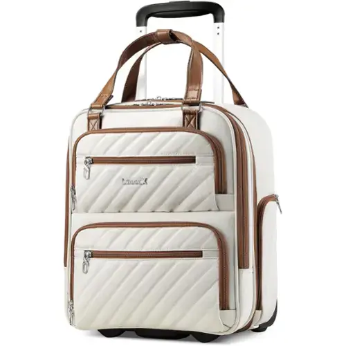 Front. LUGGEX - LUGGEX 16 Inch Underseat Carry On Luggage with Wheels,Softside Lightweight Suitcase UDK - LX-UX - White.
