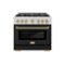 ZLINE - Autograph 36" Select Dual Fuel Range w/ Door & Gold Accents (HDRZ-BLM-36-G) - Black-Front_Standard 