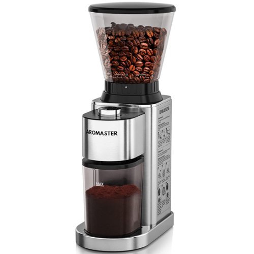 Aromaster - Burr Coffee Grinder, Coffee Bean Grinder,Stainless Steel Electric Grinder, 48 Grind Setting - Silver-Front_Standard 