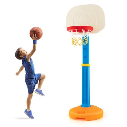 Costway - Kids Children Basketball Hoop Stand Adjustable Height 47"-63"Indoor Outdoor Sports Toy - Multicolour-Front_Standard 
