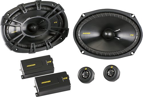 KICKER - CS Series 6" x 9" 2-Way Car Speakers with Extended Voice Coil (EVC) Cones (Pair) - Black-Front_Standard 