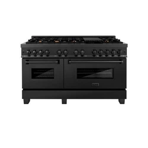 ZLINE - 60" Legacy Dual Fuel Range with 9 Burners and 2 Electric Ovens (RAB-60) - Black Stainless Steel