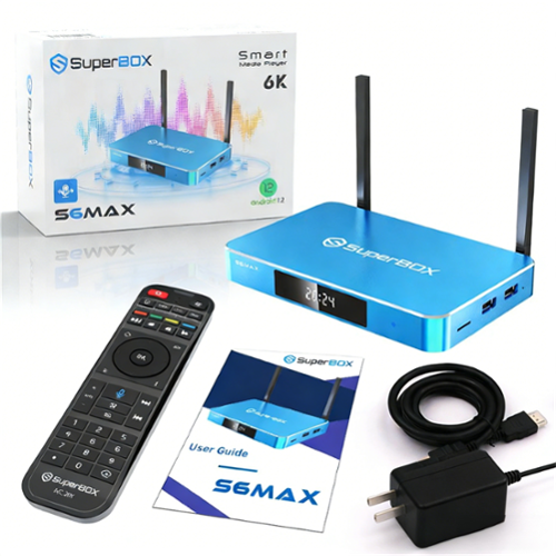 MYKKO - Super TV Streaming Box S6 Max-  64GB 6K Android TV Box, Loaded with WiFi 6 & Voice Remote TV Streaming Stick Devices-Front_Standard 