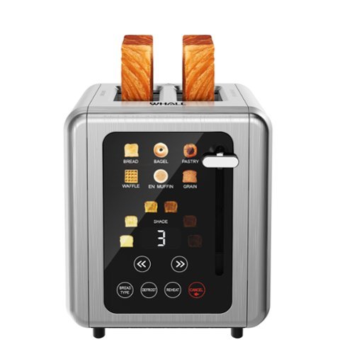 WHALL - 2 Slice Toaster, Toasters 2 slice, Smart Bread Toaster, Touchscreen Toaster wide slots - Stainless Steel-Front_Standard 