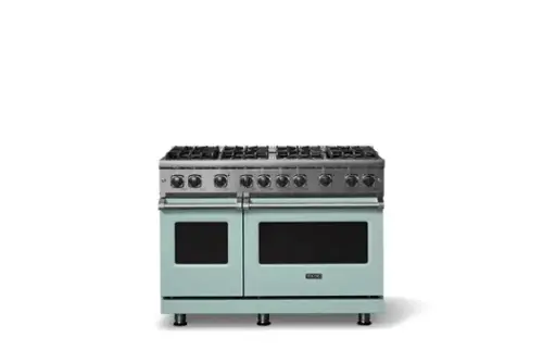 Front. Viking - 6.1 Cu. Ft. Professional 5 Series Freestanding Double Oven Liquid Propane Gas Convection 8 Burner Range - Splash.