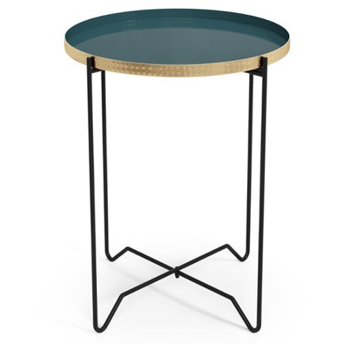 Simpli Home - Layton Round Metal Side Table - Teal