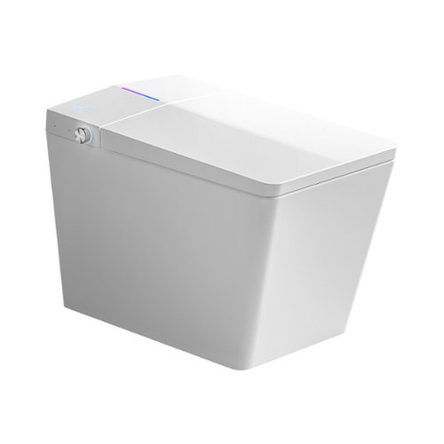 Ecooso - Square Smart Toilet with Built-in Tank, Bidet, Auto Flush, Heated Seat, LED Display, Remote, Foot Sensor - White-Front_Standard 