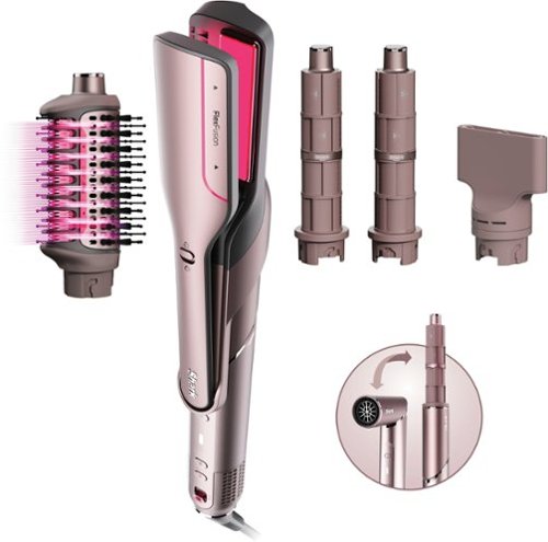 Shark - FlexFusion Air Straightener & Hair Dryer, Fusion Ceramic Brush Styler, with Auto-Wrap Curlers & Concentrator - Cosmic Blush
