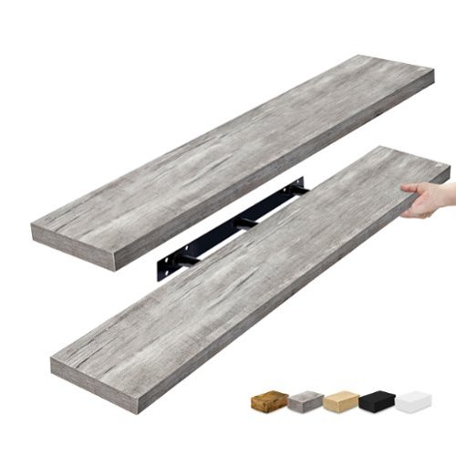Sorbus - 2 Pack 47 x 9.25 Inch Wall Mounted Floating Shelves - Stylish and Functional Storage - Gray-Front_Standard 