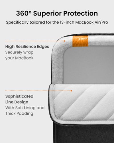 tomtoc Defender-A13 Premium 360° Protective Laptop Sleeve Bag for 13-inch New MacBook Air M4 A3240/M3/M2/M1, 13 MacBoook Pro - Black WORLDWIDE DELIVERY
