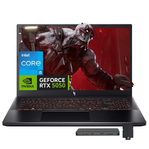 Acer - Nitro V 15.6" FHD 165Hz Gaming Laptop,Intel i5-13420H,32GB RAM,1TB SSD+1TB Docking Set,RTX 5050,Win 11 Pro - Black-Front_Standard 