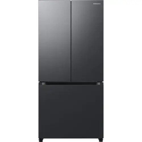 Front. Samsung - 17.5 CuFt French Door Refrigerator in Matte Black Steel with Twin Cooling Plus™ - Black.