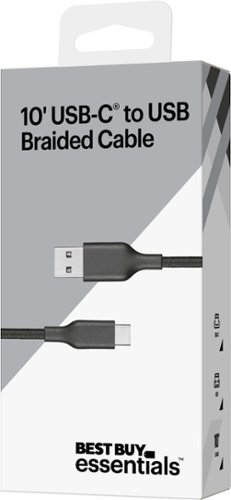 Best Buy essentials™ 10' USB-C to USB Braided Charge-and-Sync Cable - Black GLOBAL SHIPPING