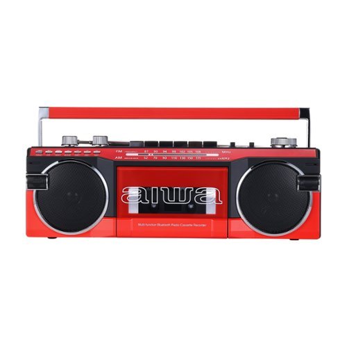 Aiwa - StreetJam Retro Bluetooth Boombox with CD Player, AM/FM Analog Tuner, USB and SD Card Inputs - Red