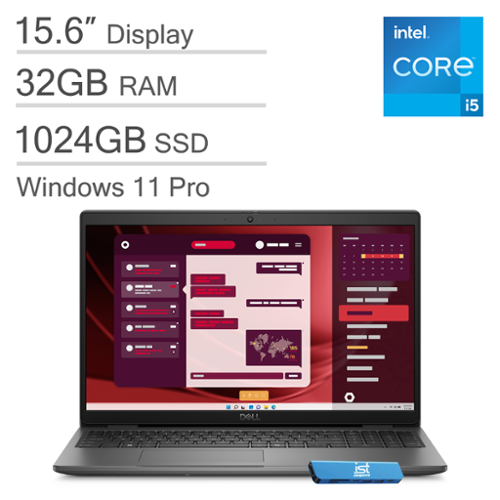 Dell - Latitude 3550 15.6" FHD Laptop - Intel Core i5 with 32GB Memory - 1TB SSD - USB-4.0 - Numeric Keypad - Windows 11 Pro - Gray-Front_Standard 