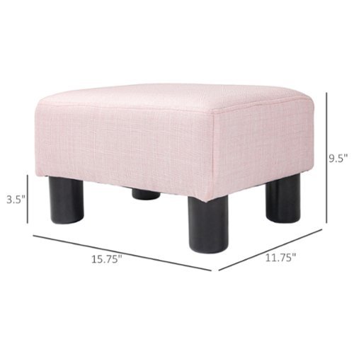 Homcom Small Cube Ottoman Foot Rest w/ Linen Upholstery