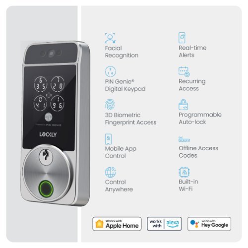 Lockly Visage Smart Lock Wi-Fi Deadbolt Keyway/Fingerprint/Facial Unlock - Satin Nickel - Satin Nickle BUY IN UAE