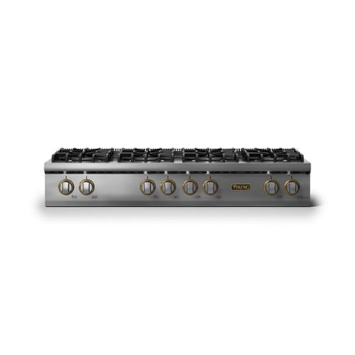Viking - 48"W. Pro5S 8 Burner Built-in Gas Sealed Burner Rangetop-Stainless Steel/Brushed Brass - Stainless Steel