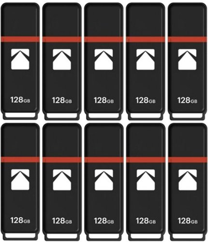 Kodak - USB2.0 K100 128GB Flash Drive (10-pack) - Black-Front_Standard 