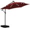 Ainfox - 10FT Solar LED Outdoor Patio Yard Offset Umbrella with Cross Base for Market,Garden,Deck,Backyard,Pool,with light - Red-Front_Standard