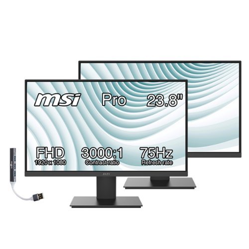 MSI - 24'' FHD VA Monitor, Anti Glare, Anti Flicker Free, VESA Mount, Low Blue Light, HDMI & DKZ Hub, 2 Packs - Black-Front_Standard 