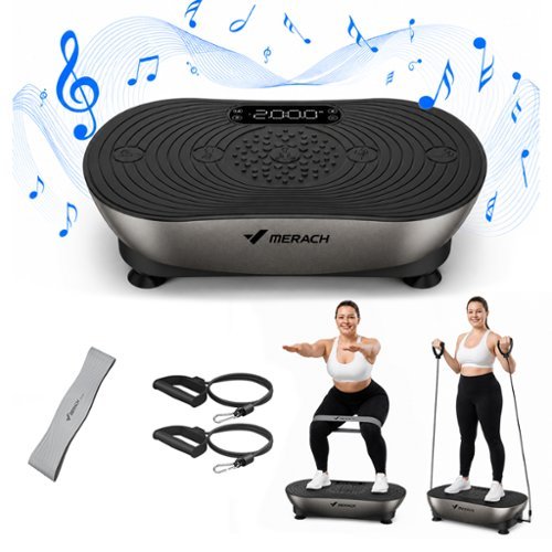 MERACH - Vibration Plate for Lymphatic Drainage Weight Loss Muscle Activation LED Touch Screen Bluetooth Plate Vibration - Black-Silver-Front_Standard 