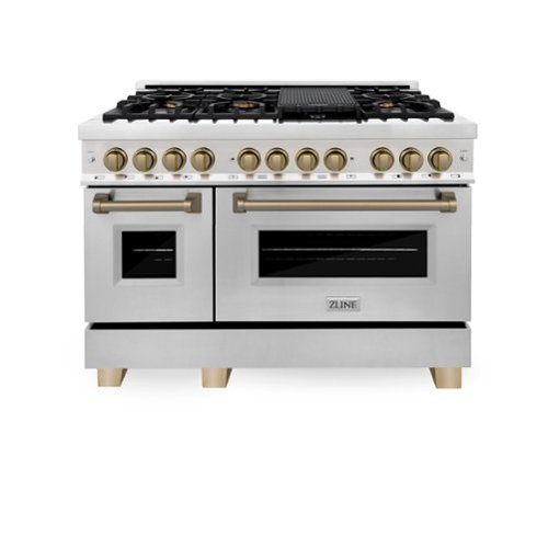 ZLINE - Autograph 48 in. 6.0 cu. ft. Legacy Freestanding Dual Fuel Range with  6 Burners & Convection Oven w/ Bronze Accents - Stainless Steel-Front_Standard 